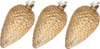 Decoris Kersthangers dennenappels - 6x st - goud - glitter - 8 cm - kunststof