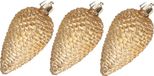 Decoris Kersthangers dennenappels - 6x st - goud - glitter - 8 cm - kunststof