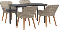 vidaXL Tuin Eettafel Set 5-delig Lichtgrijs Polyrattan