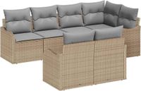 vidaXL Ensemble de canapé de jardin 7 pc Beige Poly rotin