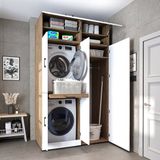 Roomart DORA-I Meuble lave-linge 130x230 cm avec meuble supérieur - Blanc Chêne