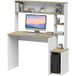 FRIXOVEL Bureau Informatique Blanc Et Bois Naturel