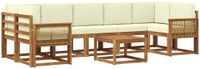 vidaXL - Hoek loungeset - 7 zitplekken - Polyester - Natuurlijk en crème