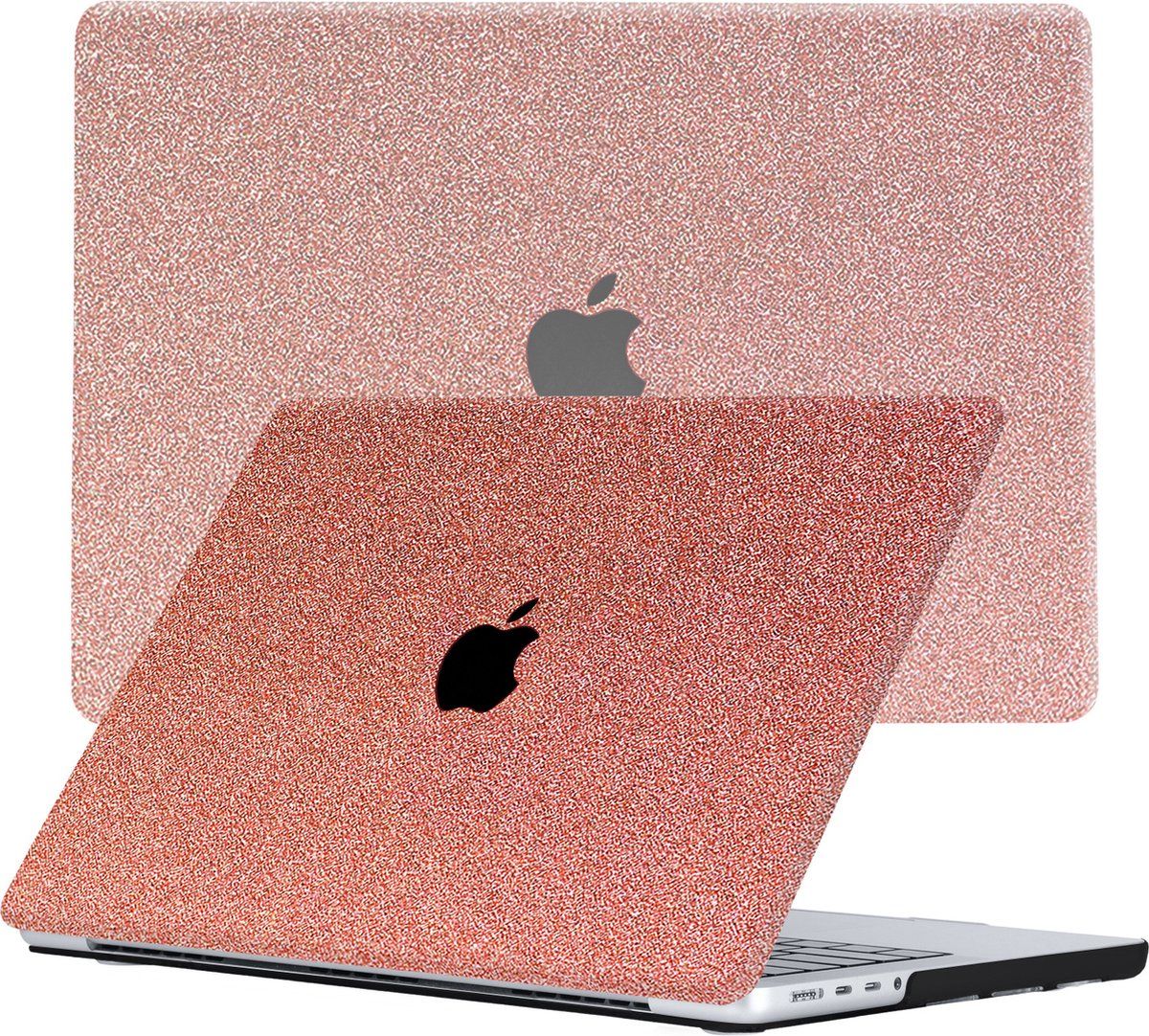 Lunso - Cover hoes - MacBook Pro 14 inch (2021) - Glitter Rose Goud - Kunststof