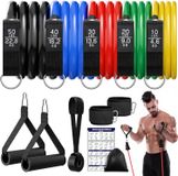 Merkloos Weerstandsbanden set van 5 stuks met handgrepen, enkelbandjes en deuranker voor krachttraining, pilates en yoga