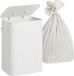 Relaxdays wasmand met deksel, bamboe, 80 l, opvouwbaar, 60x40x30 cm, wit