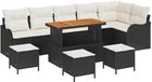 vidaXL Tuinbank Set Zwart/Crèmewit