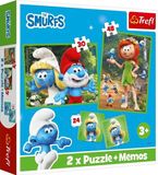 Trefl Smurfen Puzzel en Memory Spel - 2in1 Kinderspel Karton