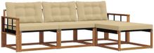 vidaXL - Acacia Hout Bank Loungeset 4-delig Natuurlijk en Beige