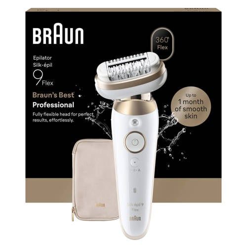 Braun Silk·épil 9 Flex, epileerapparaat met 360° flexibele kop voor gemakkelijke ontharing, natte en droge ontharing, gladde lange huid, 9-011 3D, goud