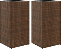 vidaXL Plantenbakken 2 st 40x40x80 cm poly rattan bruin