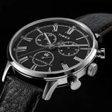 Timex Waterbury Classic TW2U88300 Horloge - Leer - Zwart - Ø 40 mm