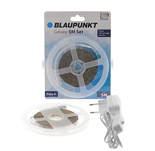 Blaupunkt Galaxy LED 5M lichtstrip - koudwit - 6000K - waterdicht - hoge kwaliteit 60 LEDs / meter - 780 lumen met schakelaar - zelfklevende strip - plug and play - 12V DIY - energieklasse A++