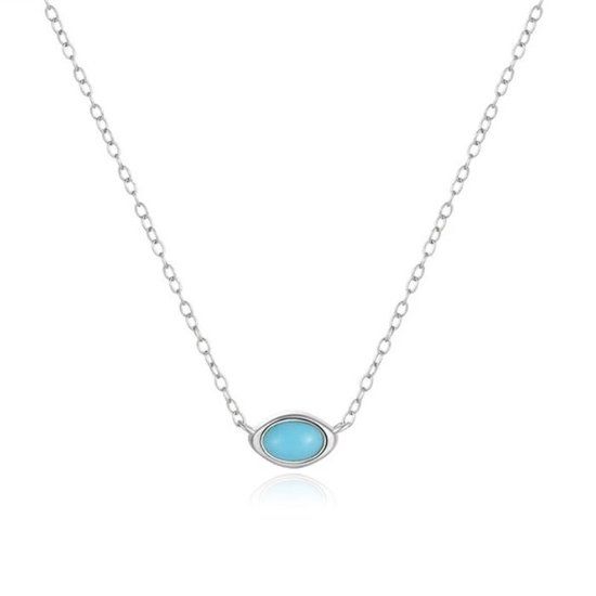 Elenza AMS Elenza Zilveren Ketting met Delicaat Turkoois Oog in 925 Sterling Zilver
