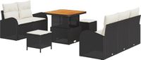 vidaXL Tuinbank Set 3-zits Zwart Polyrattan