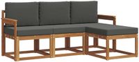 vidaXL Acacia Hout Bank Loungeset 4-Zits Natuurlijk en Antraciet