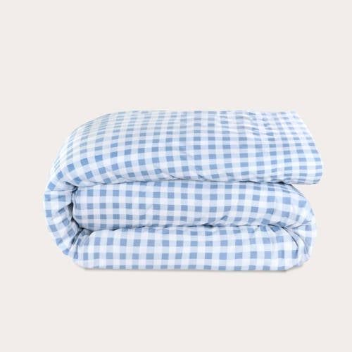 NOUS Kids katoenen dekbedovertrek ledikant (100x135 cm) Blauw Ruit