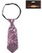 Merkloos Glitter verkleed stropdas - paars - kort model - pailetten - 22 cm