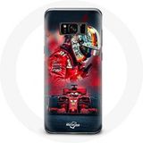 Maniacase Hoesje voor Samsung Galaxy S8 plus Formule 1 Sebastian Vettel F1 coureur Rood