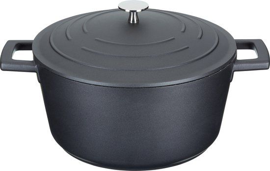 Masterclass Lichtgewicht Braadpan 24 cm - 4 Liter - Gietaluminium - Zwart