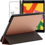 ebestStar - Hoes voor iPad 10.2 (2019, 2020, 2021) Apple, Slanke Design PU Lederen Etui, Automatische Slaap/Wake, SmartCase hoesje, Rosegoud + Gehard Glas