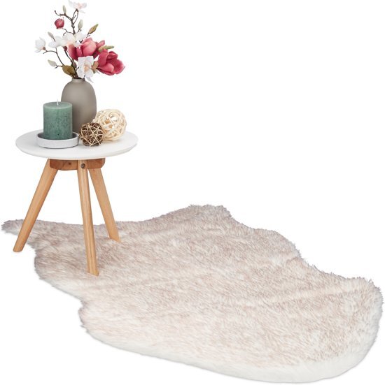 Relaxdays Vloerkleed schapenvacht - imitatie schapenvacht - schapenvacht kleed - wit-rosÃ© 70x120cm