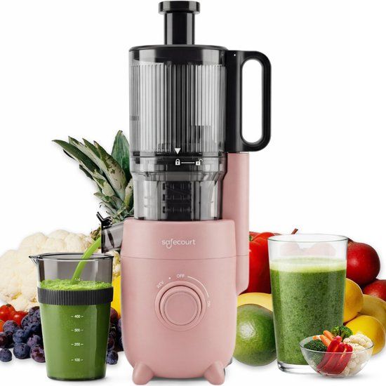 Safecourt Kitchen Slow Juicer - Roze - BPA-vrij - 220W - 2L Sapreservoir - 2L Pulp Container