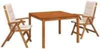 vidaXL 3-delige tuinset Naturel Massief Acacia Hout