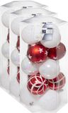 Merkloos / Sans marque Jja Showroom And Head Office 45x Kerstballen Mix Wit/Rood Glans/Mat/Glitter Kunststof Diameter 5 cm
