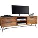 WOHNLING Lowboard NISHAN 160x54x40 cm Sheesham Massiv Holz Hifi-Board avec rangement et tiroirs meuble TV en bois massif style industriel