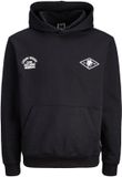 JACK&JONES JCOCREST PRINT SWEAT HOOD Heren Zwart L
