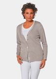Goldner Fashion Onderhoudsarm tricot jasje met hoogwaardige ribstructuur - taupe - Gr. 46