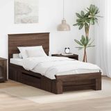 Maison Exclusive - Cadre de lit aspect chêne brun 75 x 190 cm Matériau dérivé du bois