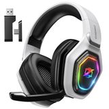 Ozeino Draadloze gamingheadset voor pc, PS5, PS4-2,4 GHz, lossless audio USB & Type-C Ultra Stabiele Gaming Hoofdtelefoon met Flip Microfoon, 30 uur Batterij Gamer Headset voor Switch, Laptop, Mobiel