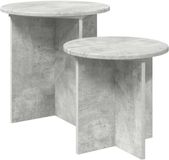 vidaXL Bijzettafelset - 2 stuks - Betongrijs - Ø 45 x 45 cm - Hout