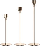 Relota Kandelaar Goud Set van 3, 33/28/22cm Taps toelopende kaarsenhouder, Metalen kaarsenhouder, Vintage decoratieve kaarsenstandaard voor diner bij kaarslicht, Woondecoratie, Bruiloft, Kastdecoratie