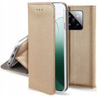 Xiaomi Housse pour Xiaomi 14 5G - etui coque pochette portefeuille + verre trempe - OR MAGNET