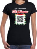 Bellatio Decorations Bellatio Christmas sweaters Kerst QR code kerstshirt All I want: Punch you in the face dames zwart - XL