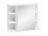 FineBuy Hängeschrank FB51815 Weiß 80x64,5x20cm Spanplatte Spiegelschrank Modern, Design Badregal Holz freischwebend, Schränkchen Badezimmerschrank mit Spiegel, Hängeschrank Badspiegel