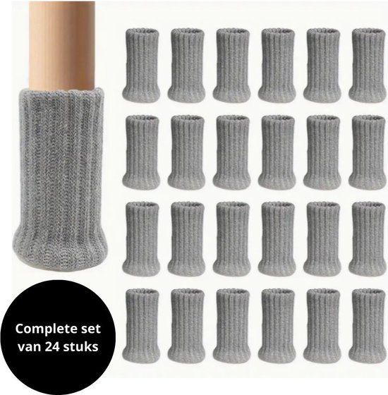 Merkloos Reqz Products Stoelpootsokken - Set van 24 (Grijs) - Stoelpootbeschermers