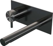 Brauer Gunmetal Edition Inbouw Wastafelmengkraan met Rechte Uitloop en Afdekplaat Model B2 Gunmetal Geborsteld PVD