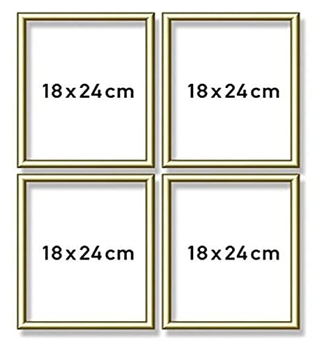 Schipper 605170704 Schilderen op nummer, Quattro aluminium lijst elk 18 x 24 cm, goudglanzend zonder glas voor uw kunstwerk, eenvoudige zelfmontage