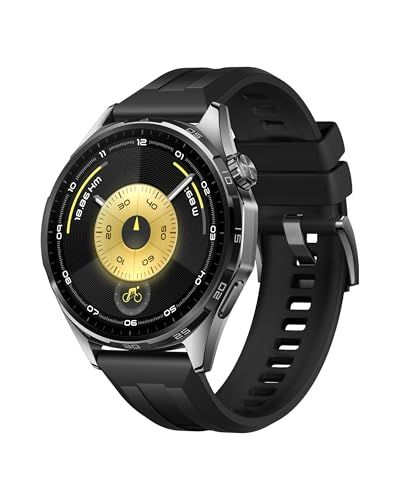 HUAWEI WATCH GT 6 GPS 46mm Smartwatch, 1,47 inch AMOLED-scherm, Tot 21 dagen batterijduur, Pro-level functies voor wielrennen, compatibel met zowel iOS als Android,emotioneel welzijn, Noir Zwart