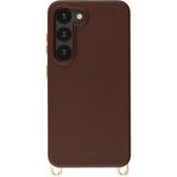 Selencia Rivièra MagSafe Backcover met afneembare haakjes voor de Samsung Galaxy S23 - Choco Brown