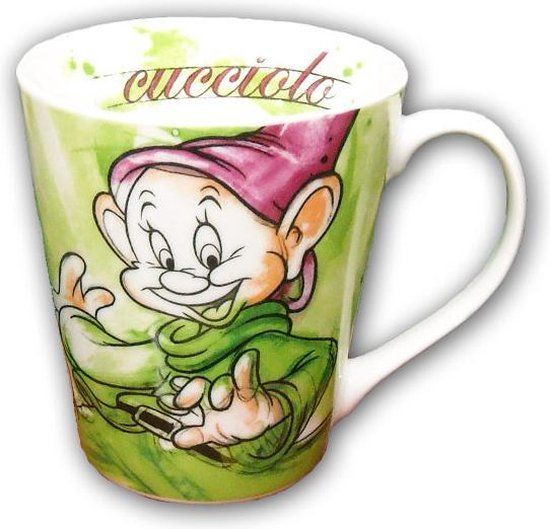 Egan tas simplet Mok Porselein groen/wit/gekleurd 380 ml 9 cm