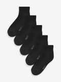 Next - Heren - Set van 5 paar halfhoge sneakersokken met demping - Zwart