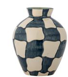 Bloomingville Vaas aardewerk blauw Check 24cm