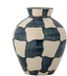 Bloomingville Vaas aardewerk blauw Check 24cm