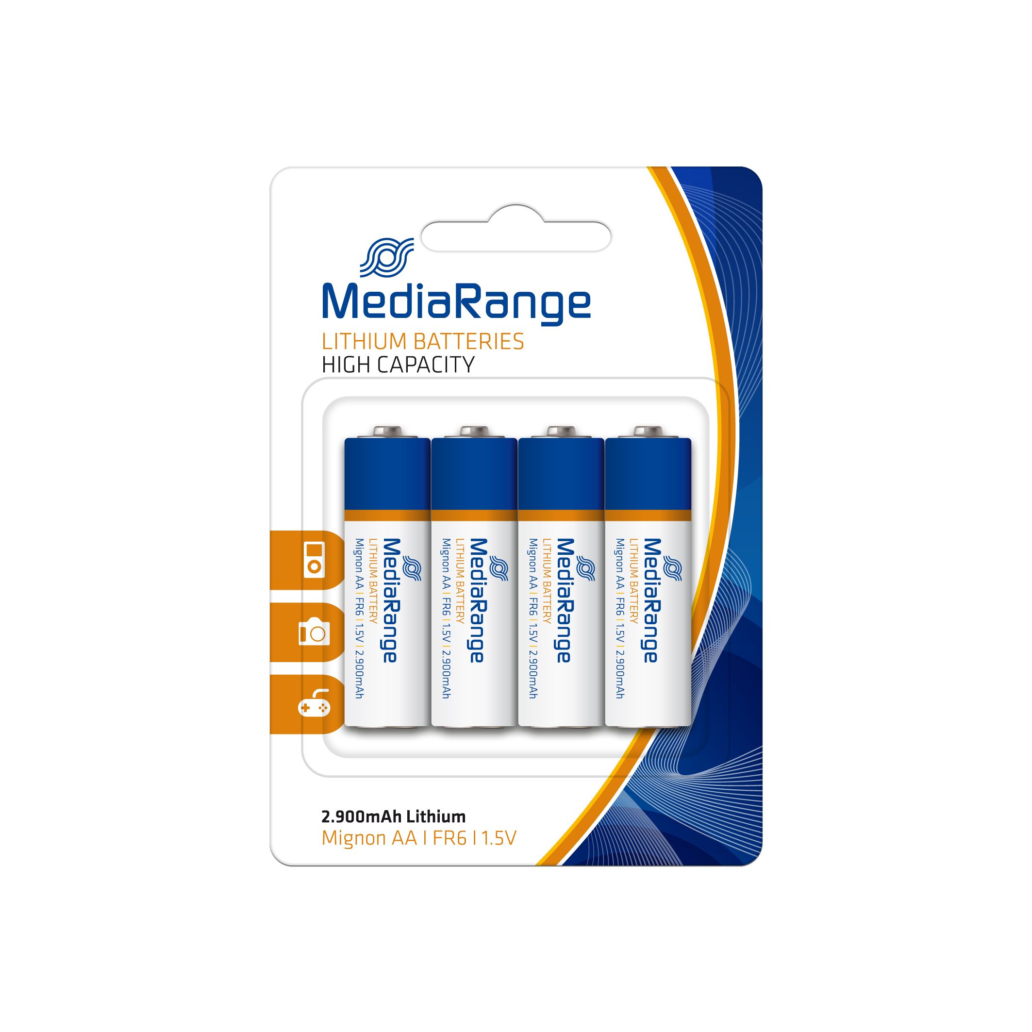 MediaRange MRBAT154 - Batterij - Lithium - 4 stuks - 2900 mAh - Blauw/Wit