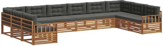 vidaXL Hoek loungeset 5-delig Natuurlijk en Antraciet Massief Acacia Hout